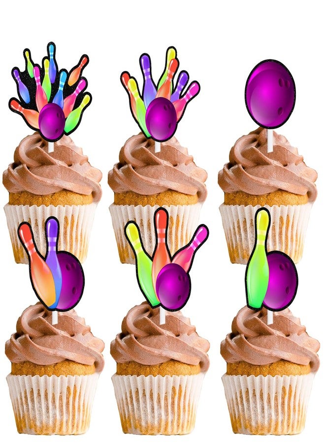LETLIMIT 18pcs Colorful Glitter Bowling Ball Dessert Cupcake Topper Bowling Sport Theme Decor Supplies Boys Girls Happy Birthday Party Decorations - Image 1